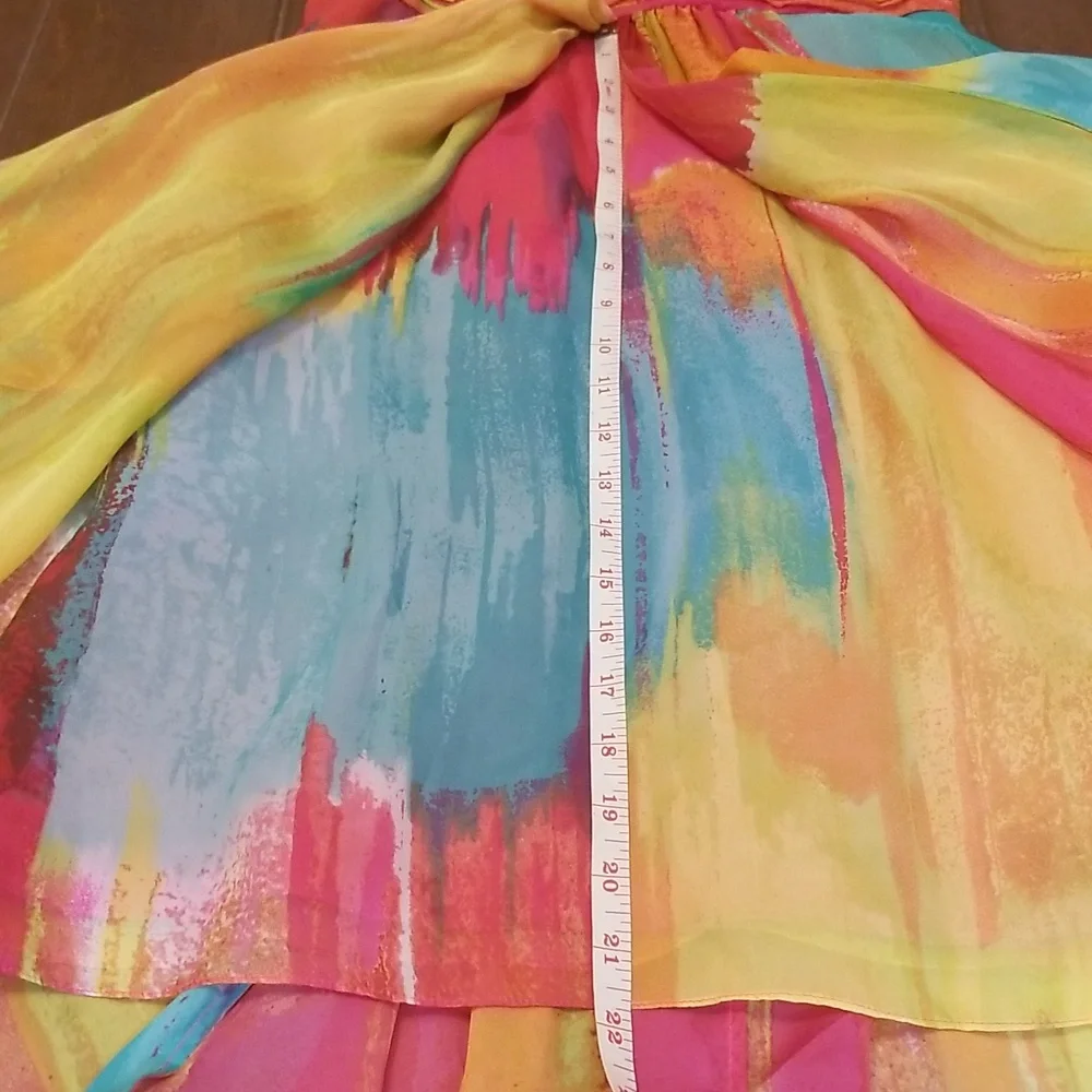 Laundry By Shelli Segal Multi Color Chiffon Strapless High Low Maxi Dress - Picture 11 of 13